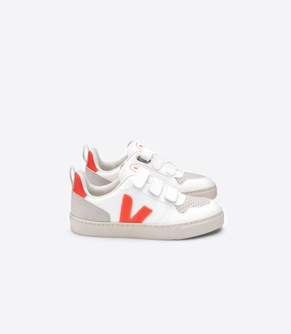 Veja Sneakers Kids - V-10 Velcro Cwl - White/Orange - 5023FJRSI